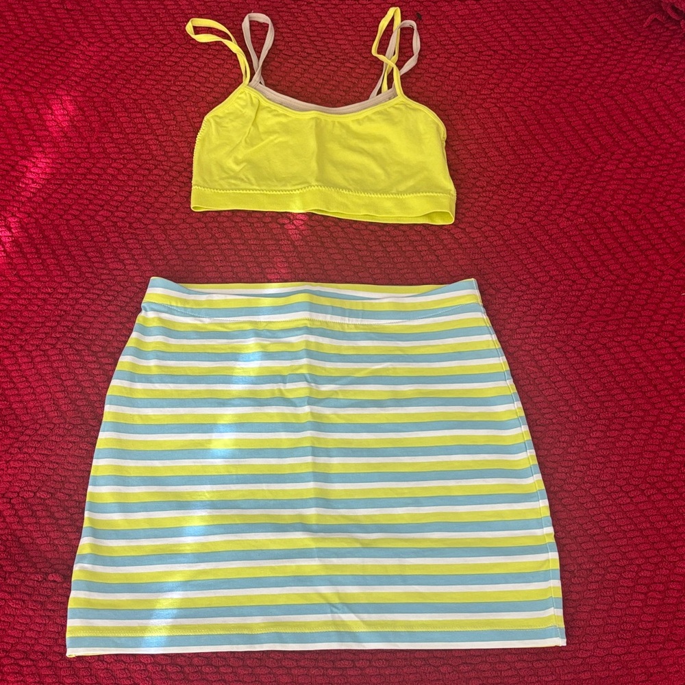 Yellow and Striped Women's Intimate Set